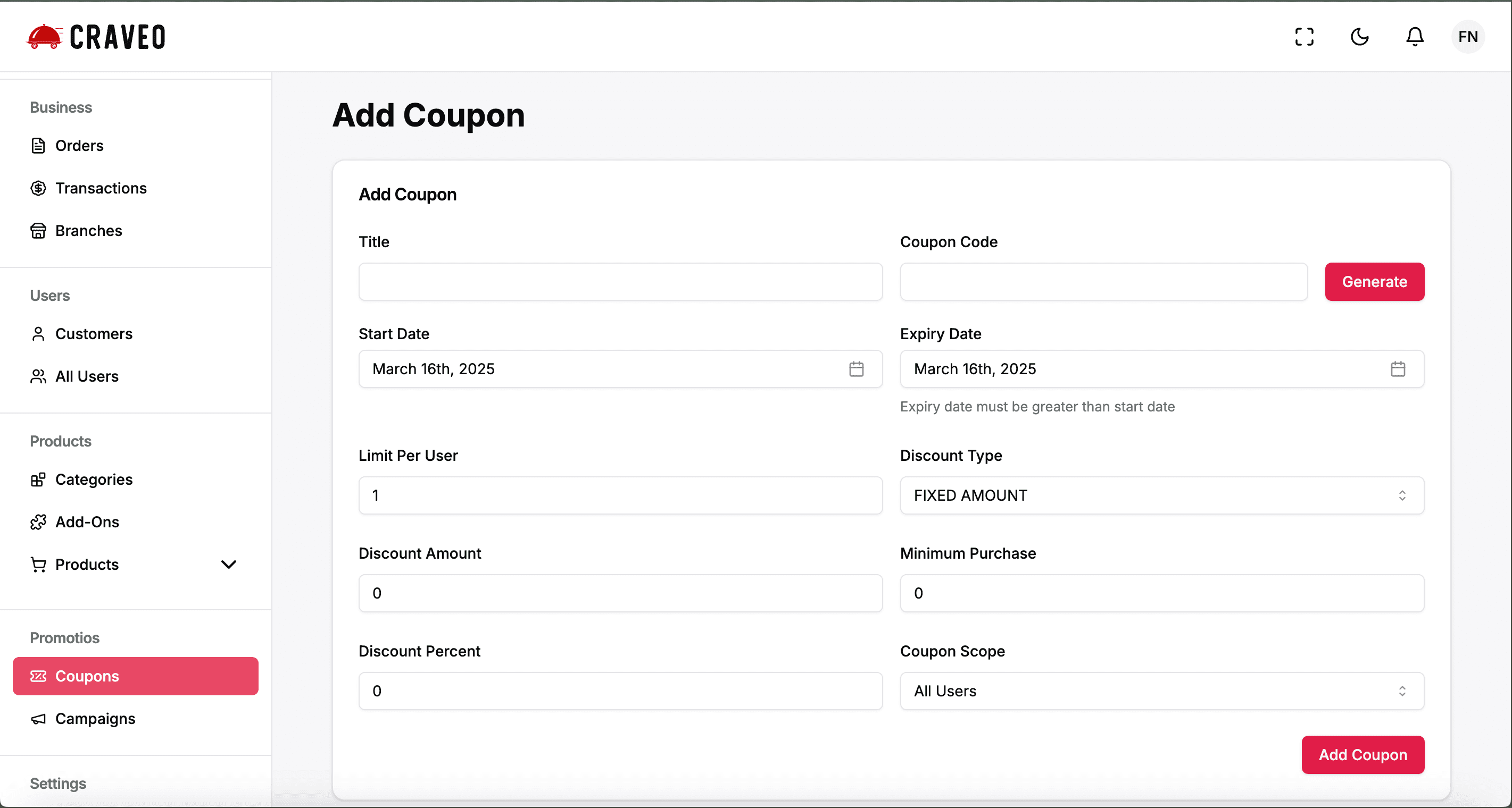 Craveo - A Multi-Branch Food Delivery System.